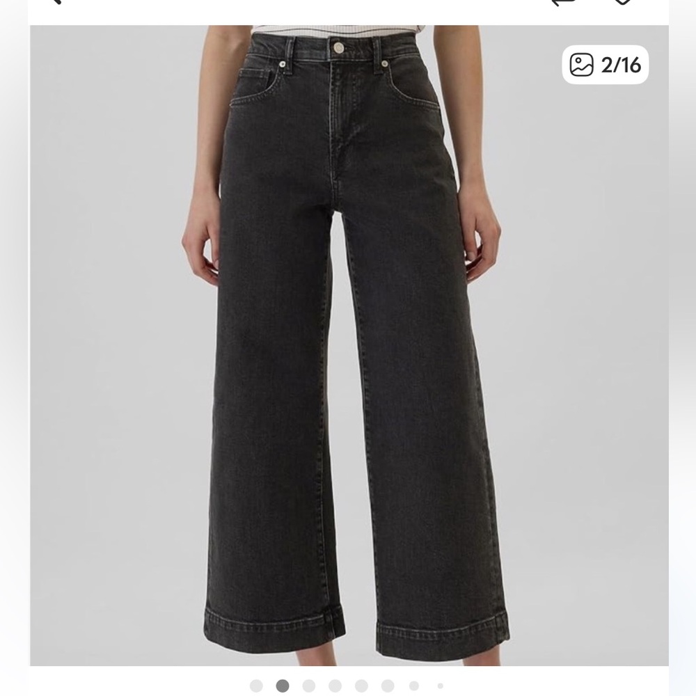 GAP High Rise Wide Leg Crop Jeans, Black size 4 (27)